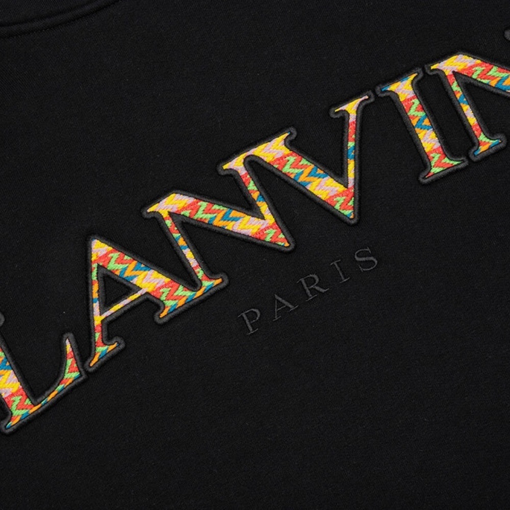 NWT LANVIN FLEECE EUSEBIO HOODIE SWEATSHIRT CURB LONG - BLACK ORANGE UNISEX L - Picture 3 of 8